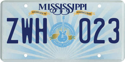 MS license plate ZWH023