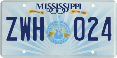 MS license plate ZWH024