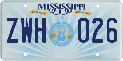 MS license plate ZWH026