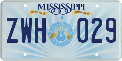MS license plate ZWH029