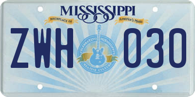 MS license plate ZWH030