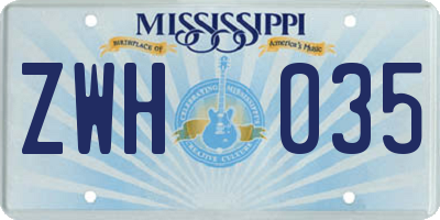 MS license plate ZWH035