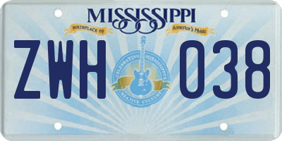MS license plate ZWH038