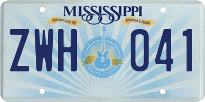 MS license plate ZWH041