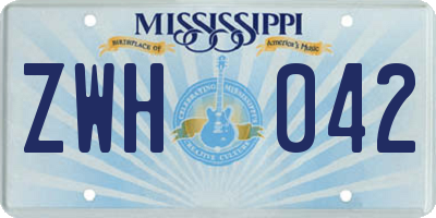 MS license plate ZWH042