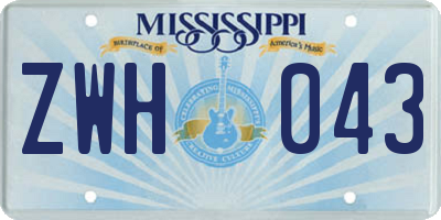 MS license plate ZWH043