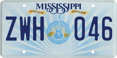 MS license plate ZWH046
