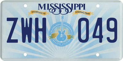 MS license plate ZWH049