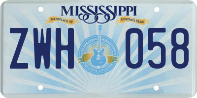MS license plate ZWH058