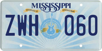 MS license plate ZWH060