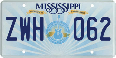 MS license plate ZWH062