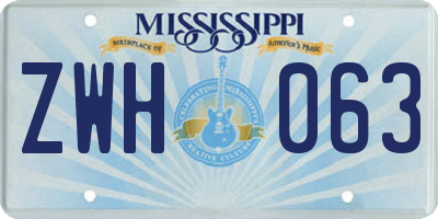 MS license plate ZWH063
