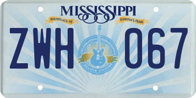 MS license plate ZWH067