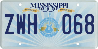 MS license plate ZWH068