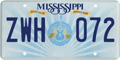 MS license plate ZWH072