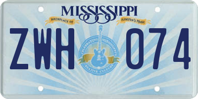 MS license plate ZWH074