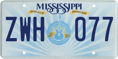 MS license plate ZWH077