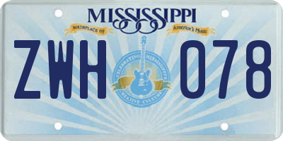 MS license plate ZWH078