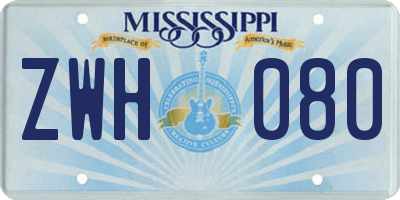 MS license plate ZWH080