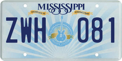 MS license plate ZWH081