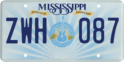 MS license plate ZWH087