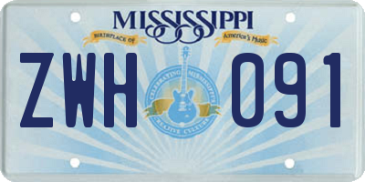 MS license plate ZWH091