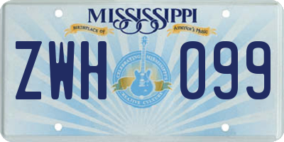 MS license plate ZWH099