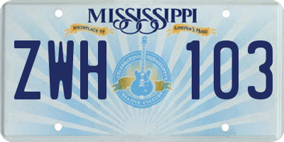 MS license plate ZWH103