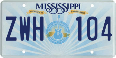 MS license plate ZWH104