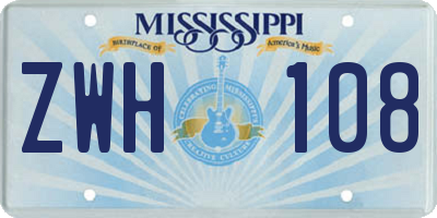 MS license plate ZWH108