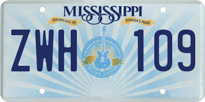 MS license plate ZWH109