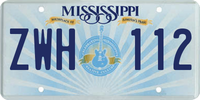 MS license plate ZWH112