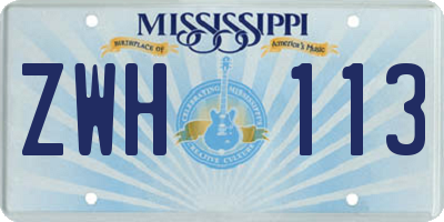 MS license plate ZWH113