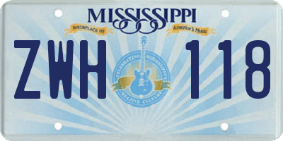 MS license plate ZWH118