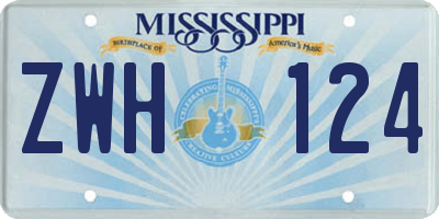 MS license plate ZWH124