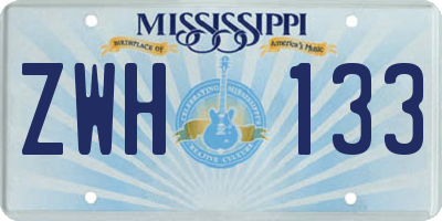 MS license plate ZWH133