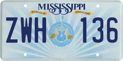 MS license plate ZWH136