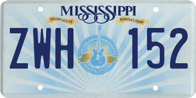 MS license plate ZWH152