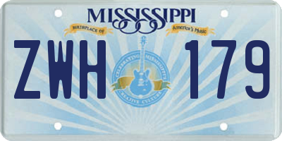 MS license plate ZWH179
