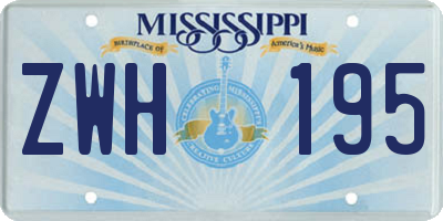 MS license plate ZWH195