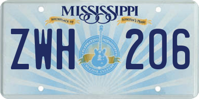 MS license plate ZWH206