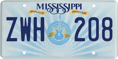 MS license plate ZWH208