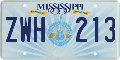 MS license plate ZWH213