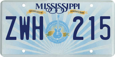 MS license plate ZWH215