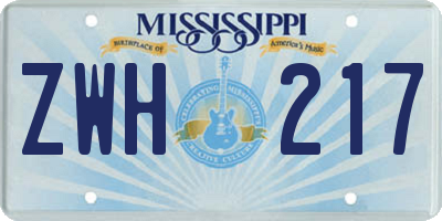 MS license plate ZWH217