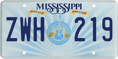 MS license plate ZWH219