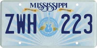 MS license plate ZWH223
