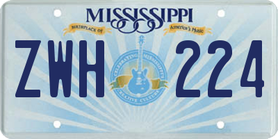 MS license plate ZWH224