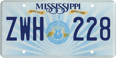 MS license plate ZWH228