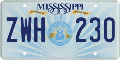 MS license plate ZWH230